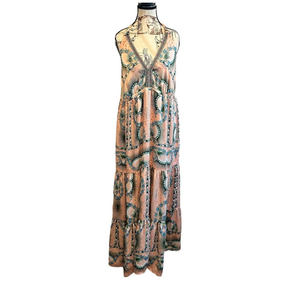 Atelier Nicole Miller for Anthro Maxi Halter Dress Size 12 - Picture 3 of 10